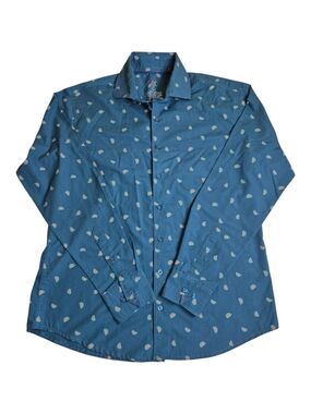 CG Men's Size Large Teal Blue Watermelon Print Button Down Shirt